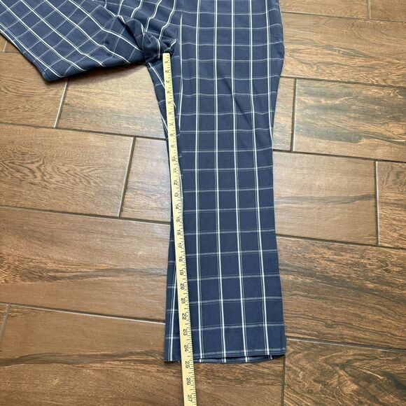 Women's Blue Gray Windowpane Plaid High Rise Flare Crop Pants A New Day Sz 10 - Picture 4 of 7